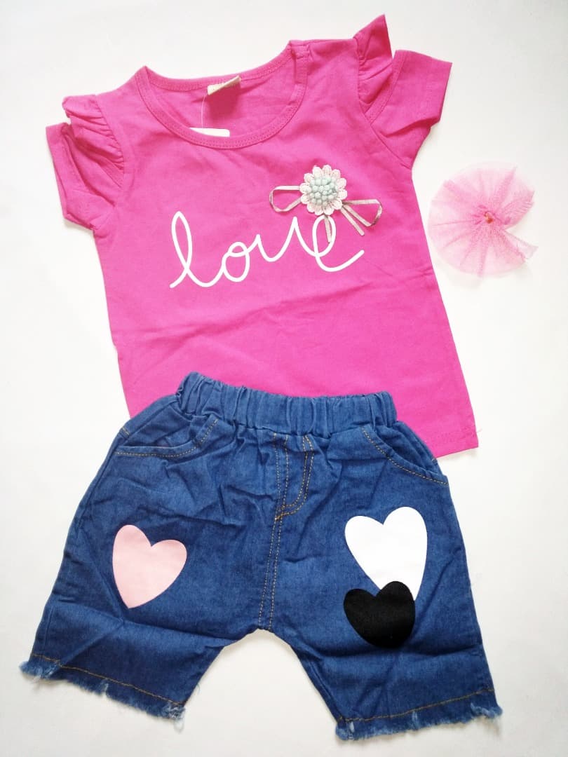 Ensemble Relaxant Culotte et T-shirt Rose pour Fille 2-3 ans