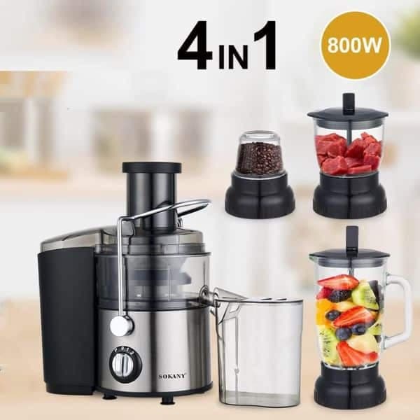 Presse-Agrumes pour Fruits et Légumes SOKANY en Acier Inoxydable 4 en 1 800 W